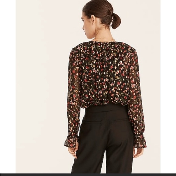 NWT J.CREW Ruffleneck top in midnight vintage floral Size M Item BD800 - Picture 5 of 5